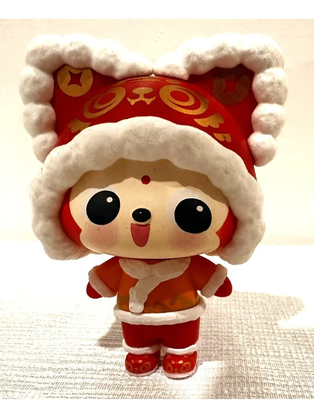 Red Cat Character Vinyl Figure with White Fur Trim